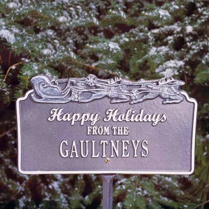 Personalized Happy Holidays w/Sleigh Plaque